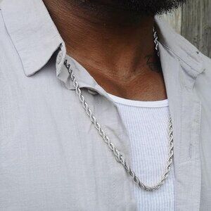 18k Real Gold Plated Rope Chain 3mm Stainless Steel Twist Chain Necklace for Men